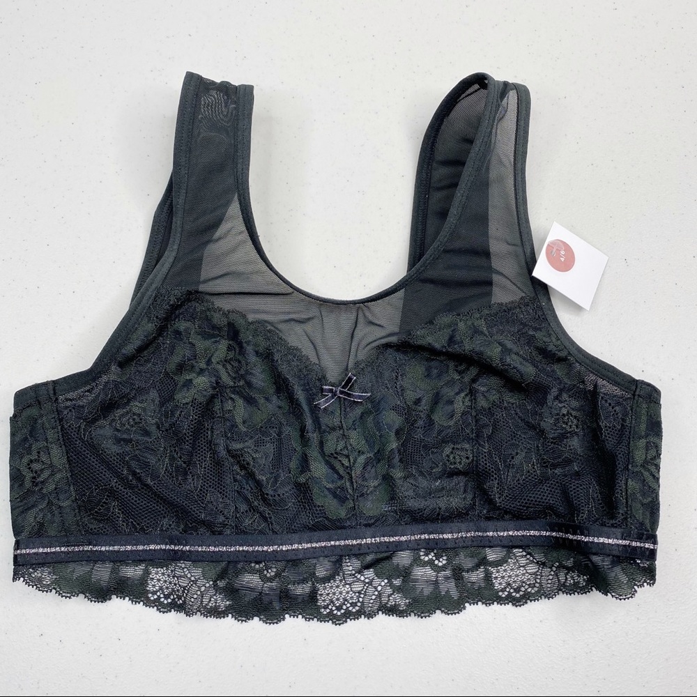 Cacique Unlined No-Wire Bralette Black Lace Bra